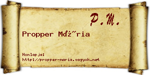 Propper Mária névjegykártya